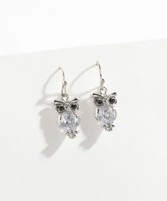 Small Owl Drop Earrings