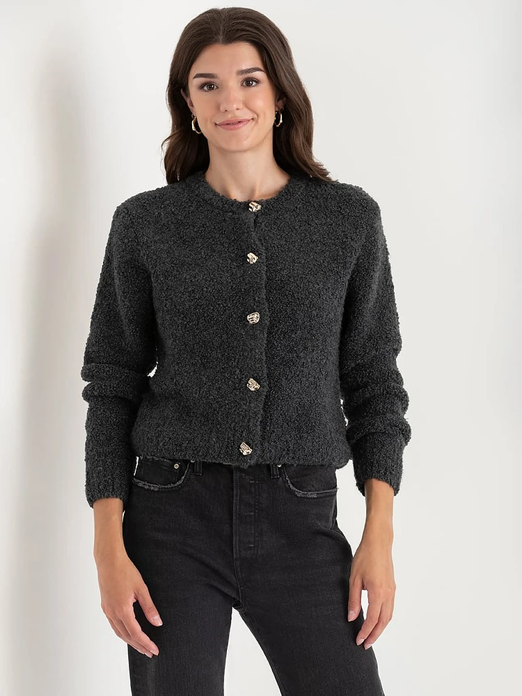 Boucle Button Up Cardigan