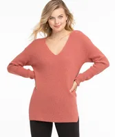 V-Neck Waffle Stitch Sweater