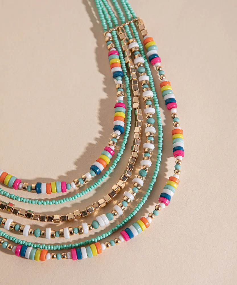 Layered Beaded Statement Necklace