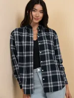 Relaxed Fit Long Sleeve Plaid Shirt