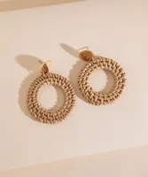 Raffia Drop-Down Hoop Earrings