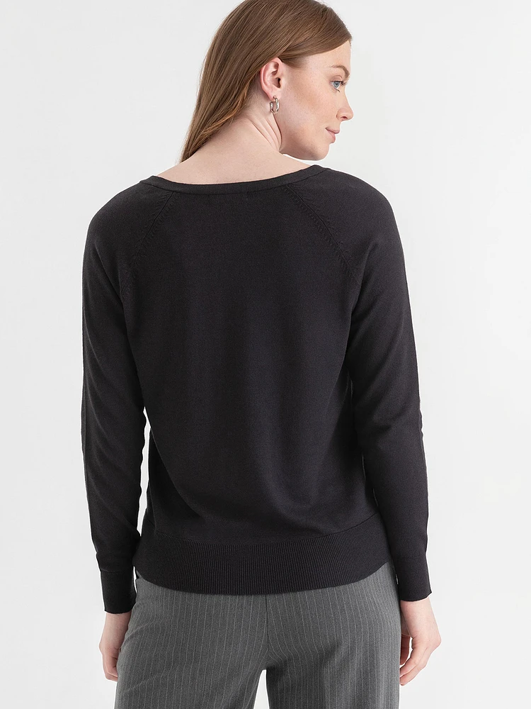 Long Sleeve Cashmere-Blend V-Neck Sweater