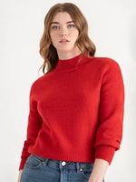 Mock Neck Balloon Sleeve Sweater