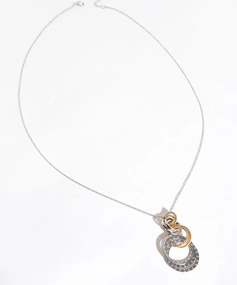 Mixed Metal Circle Pendant Necklace