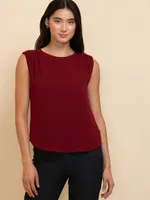 Sleeveless Blouse with Shoulder Trim