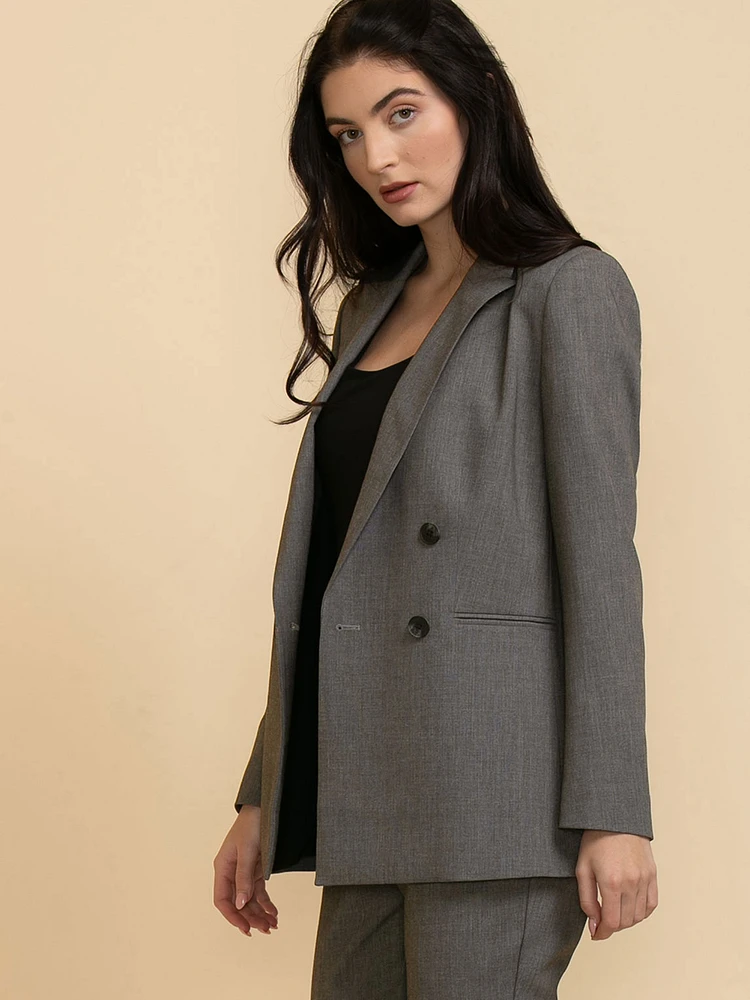 London Double Breasted Relaxed Blazer Luxe Tailored