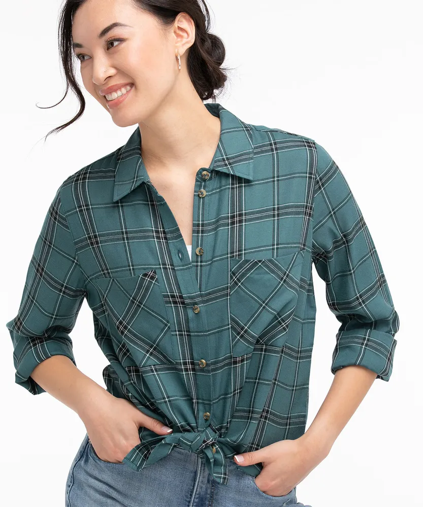 Collared Long Sleeve Button Front Shirt