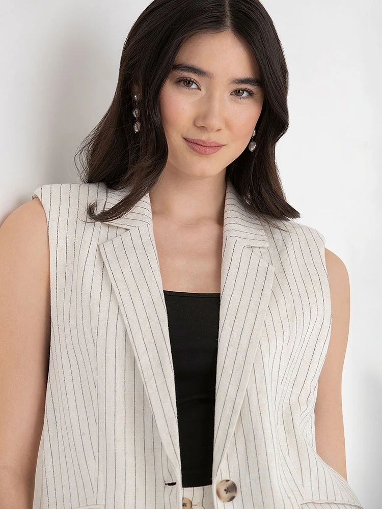 Classic Mid-Length Linen Vest