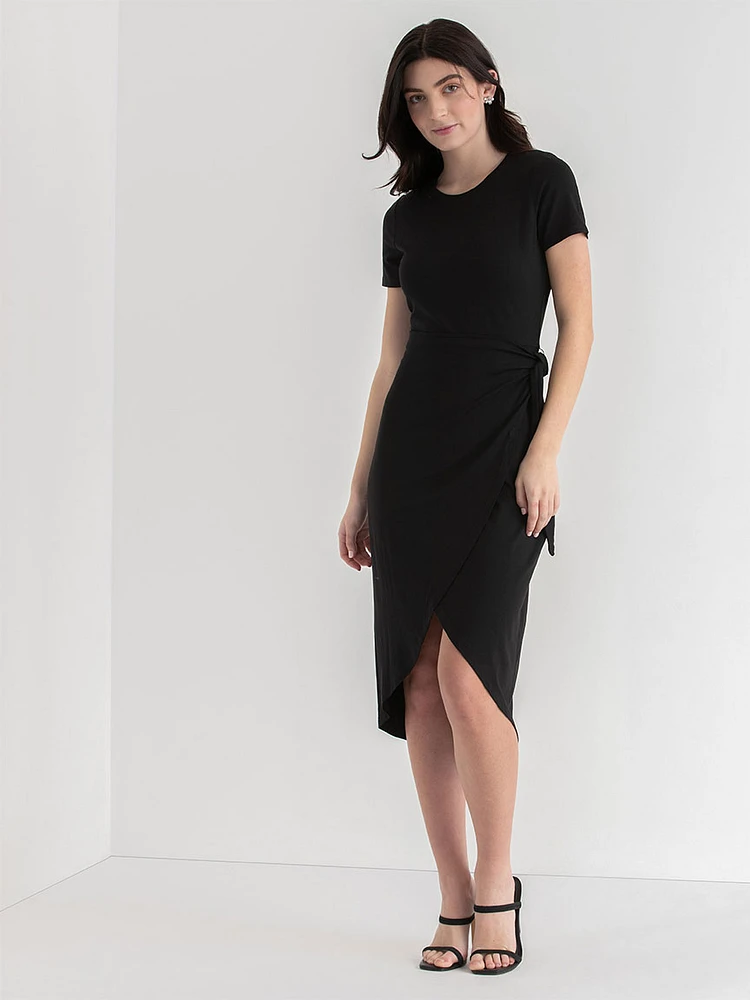 Crew Neck Side Tie Dress