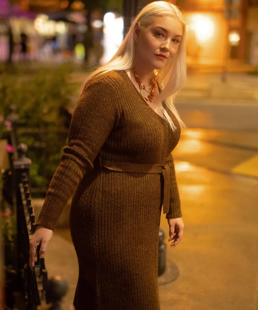 Button Front Sweater Dress