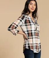 Pintuck Y-Neck Henley Top