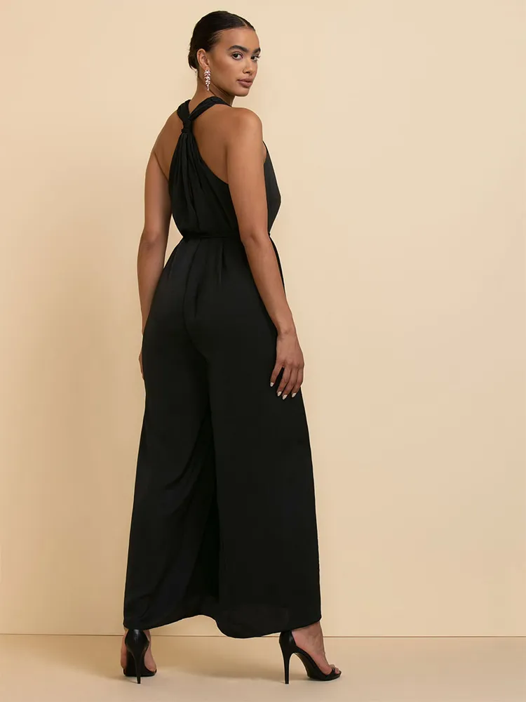Sleeveless V-Neck Knot-Back Jumpsuit