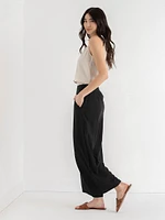 Viscose Linen Wide Crop Pant