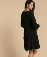 Long Sleeve Tiered Knee Length Dress