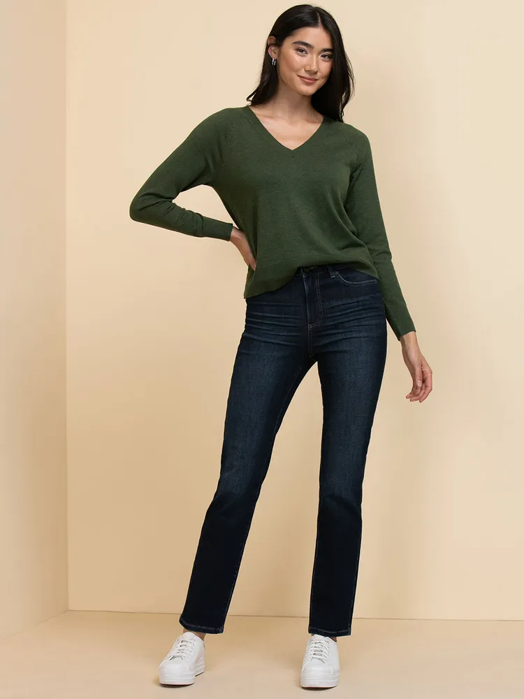 Long Sleeve Cashmere-Blend V-Neck Sweater