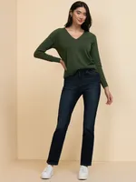 Long Sleeve Cashmere-Blend V-Neck Sweater