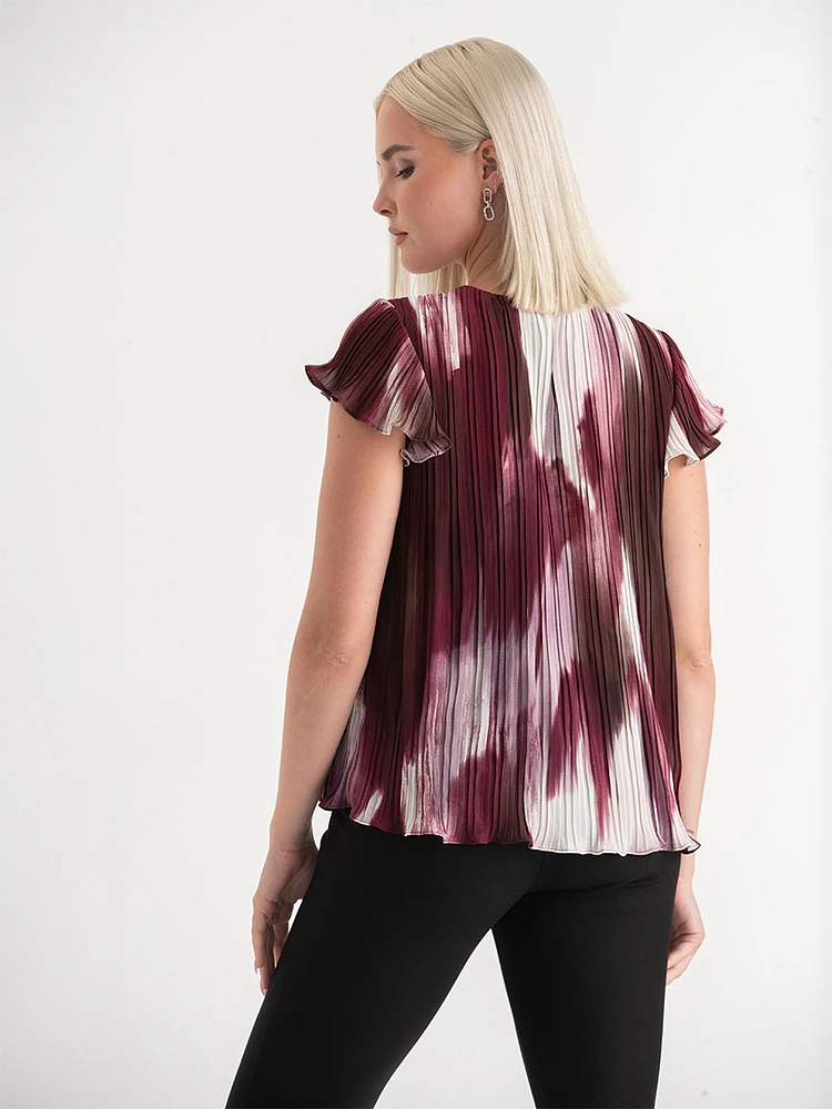 Short Sleeve Pleated Chiffon Blouse