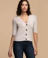 Puff Sleeve Button Front Cardigan