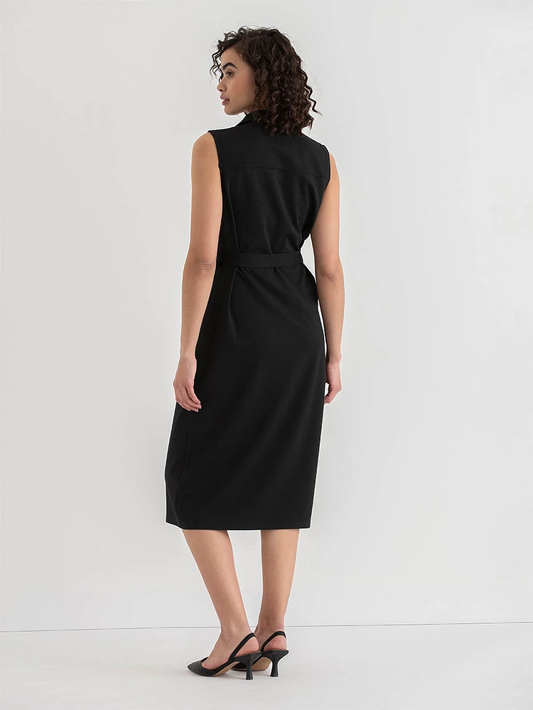 Sleeveless Blazer Dress Ponte Twill