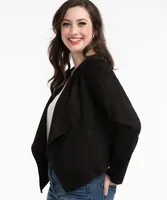 Faux Suede Drape Front Jacket