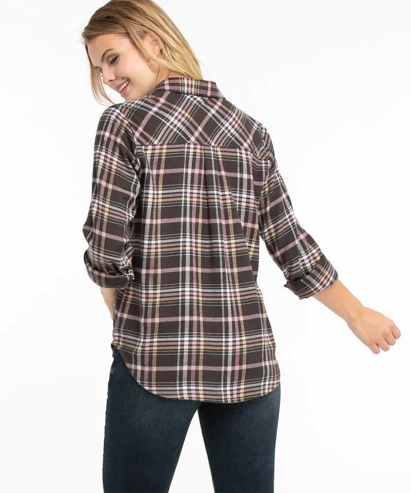 Plaid Flannel Button Front Shirt