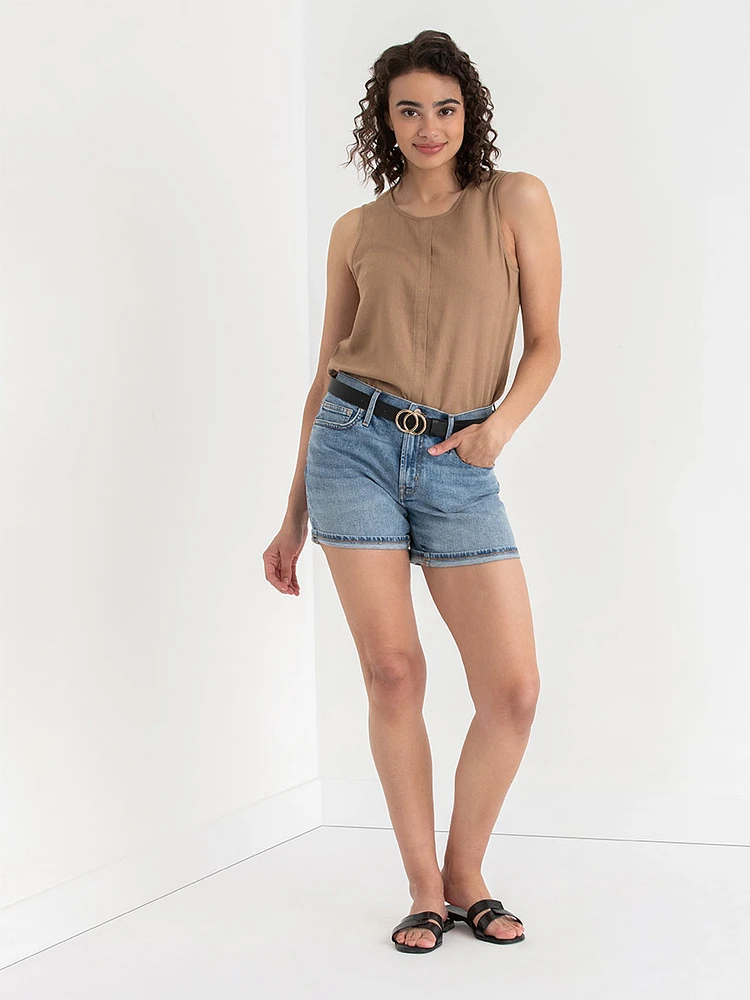 Sleeveless Linen Shell Blouse