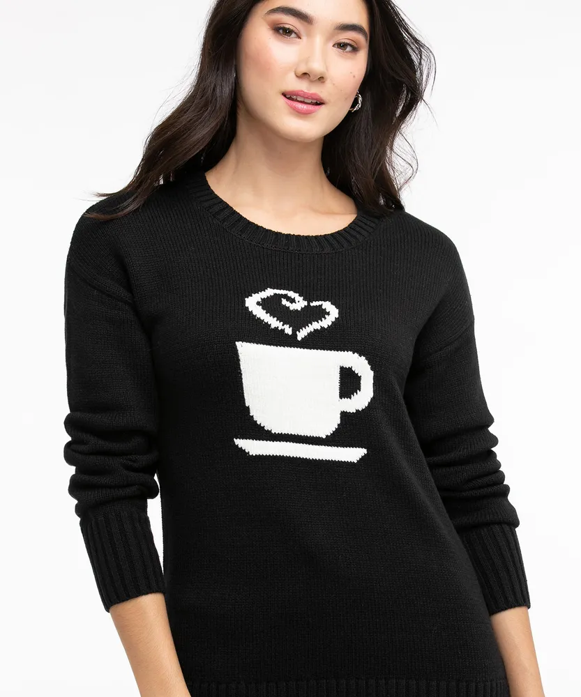Coffee Scoop Neck Knit Sweater