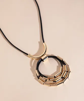 Necklace with Gold Circle Bead Pendant