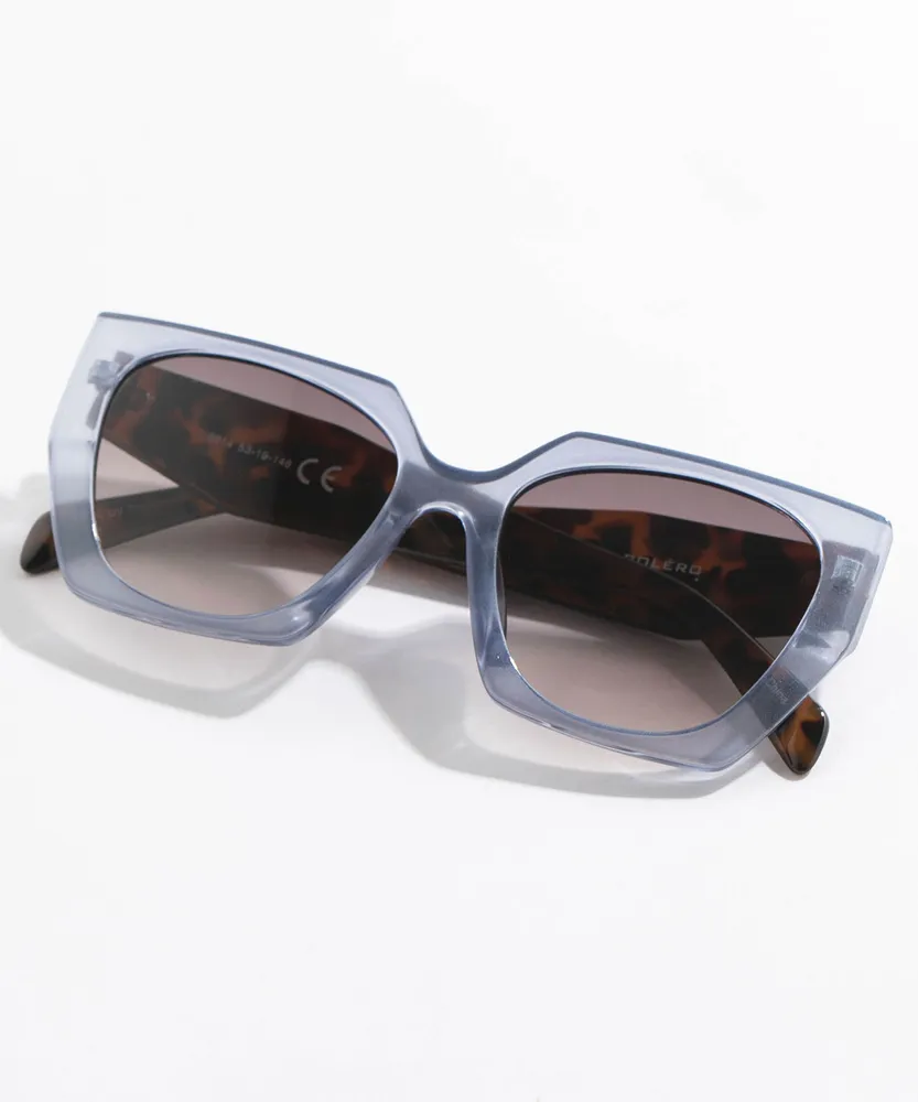 Blue Frame Sunglasses with Tortoise Arms