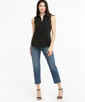 Sleeveless Button Front Collared Shirt