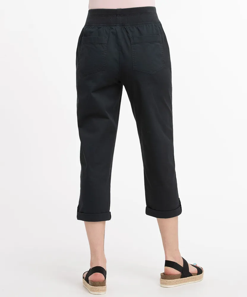 Poplin Drawstring Capri Pant