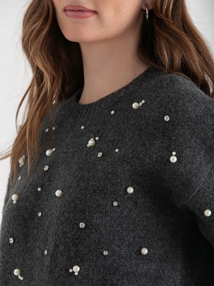 Jeweled Pullover Sweater