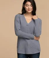 V-Neck Curved Hem Sweater