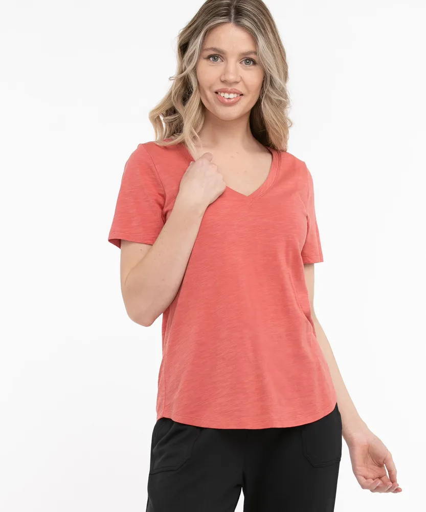 V-Neck Curved Hem Tee