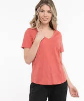 V-Neck Curved Hem Tee