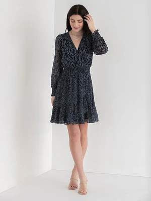 Tiered Long Sleeve Dress with Smocked Waist