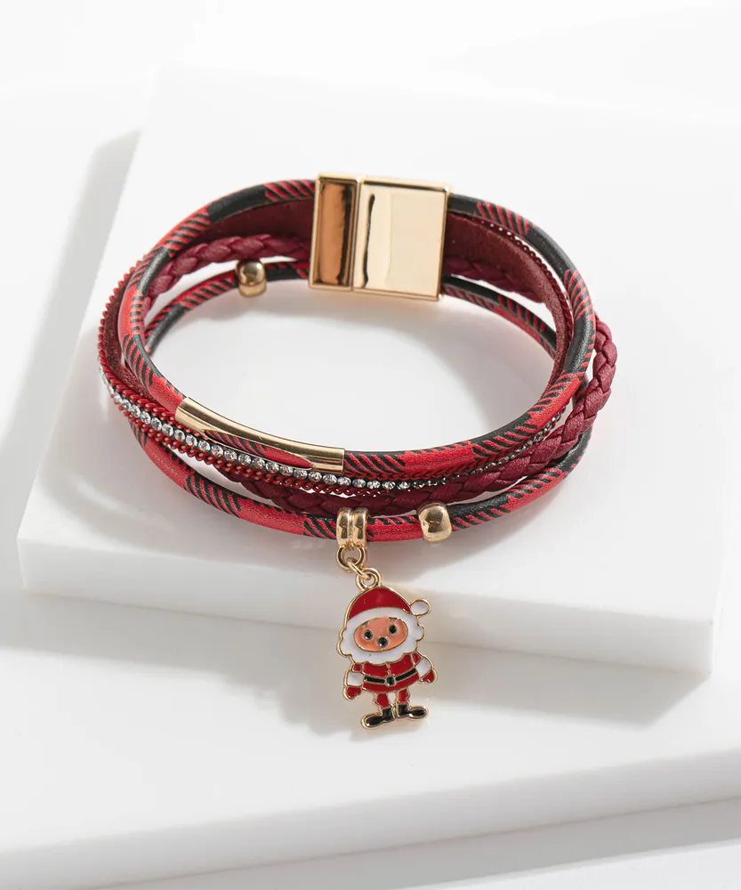 Red Plaid Snap Bracelet