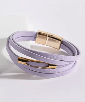 Lilac Snap Bracelet with Gold Post Detail