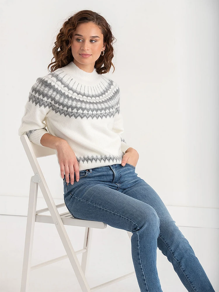 Mock Neck Balloon Sleeve Sweater