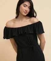 Plisse On/Off Shoulder Dress
