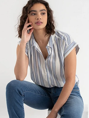 Extend Sleeve Striped Blouse