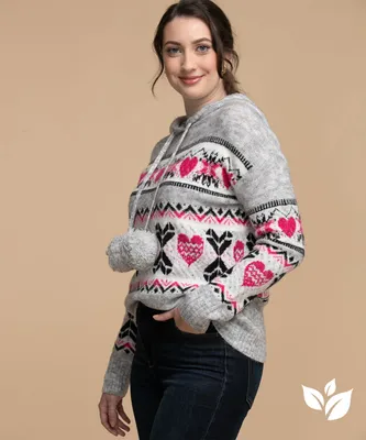 Eco-Friendly Hooded Fair Isle Sweater