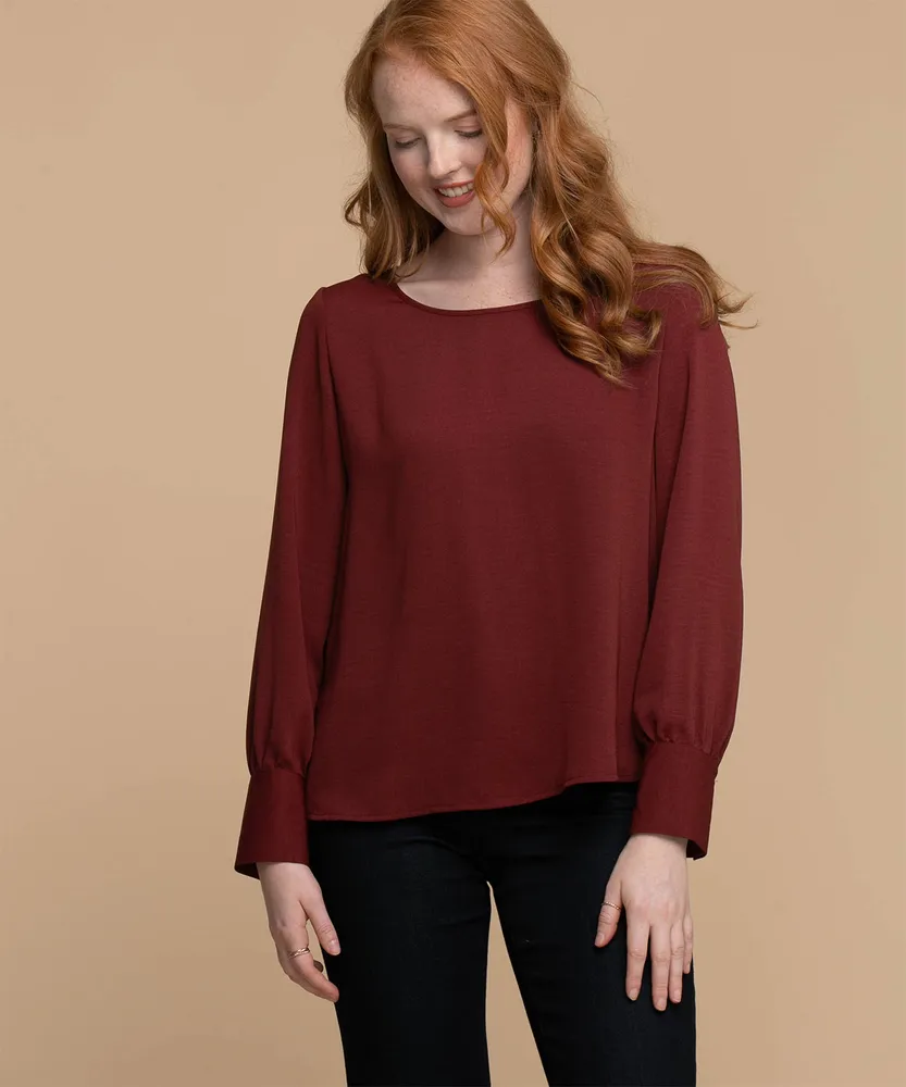 Pleat Back Long Sleeve Blouse