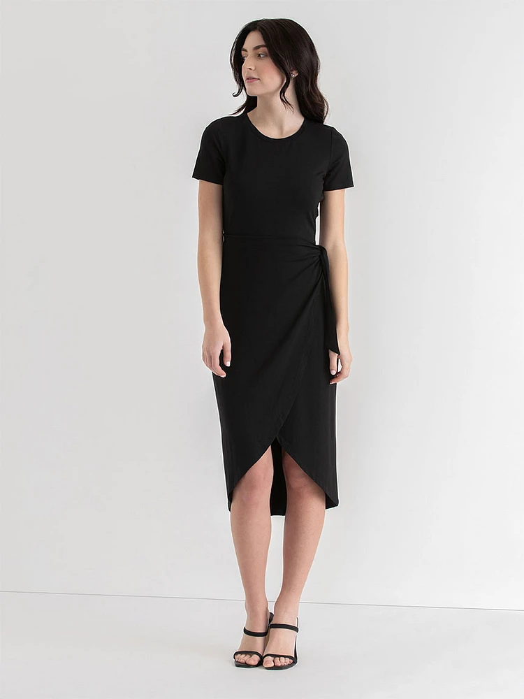 Crew Neck Side Tie Dress