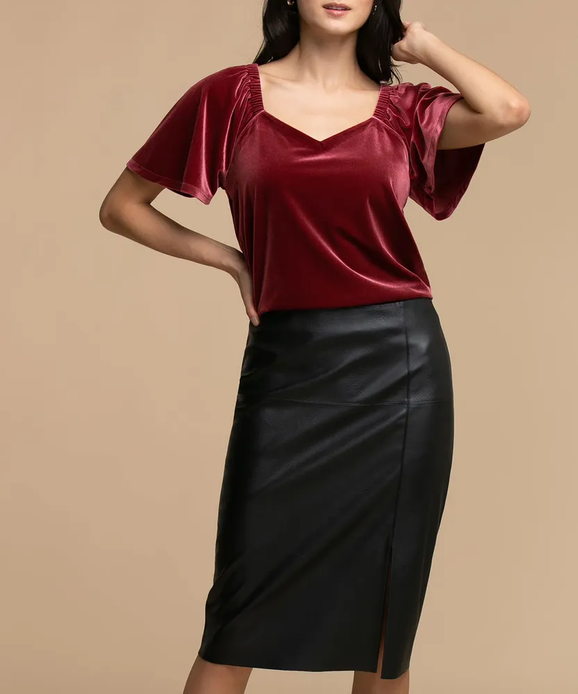 Velour Sweetheart Neck Top