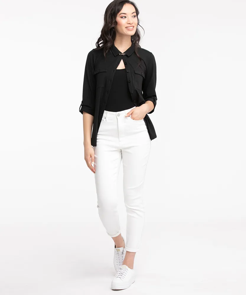 Knit Collared Button Front Shirt