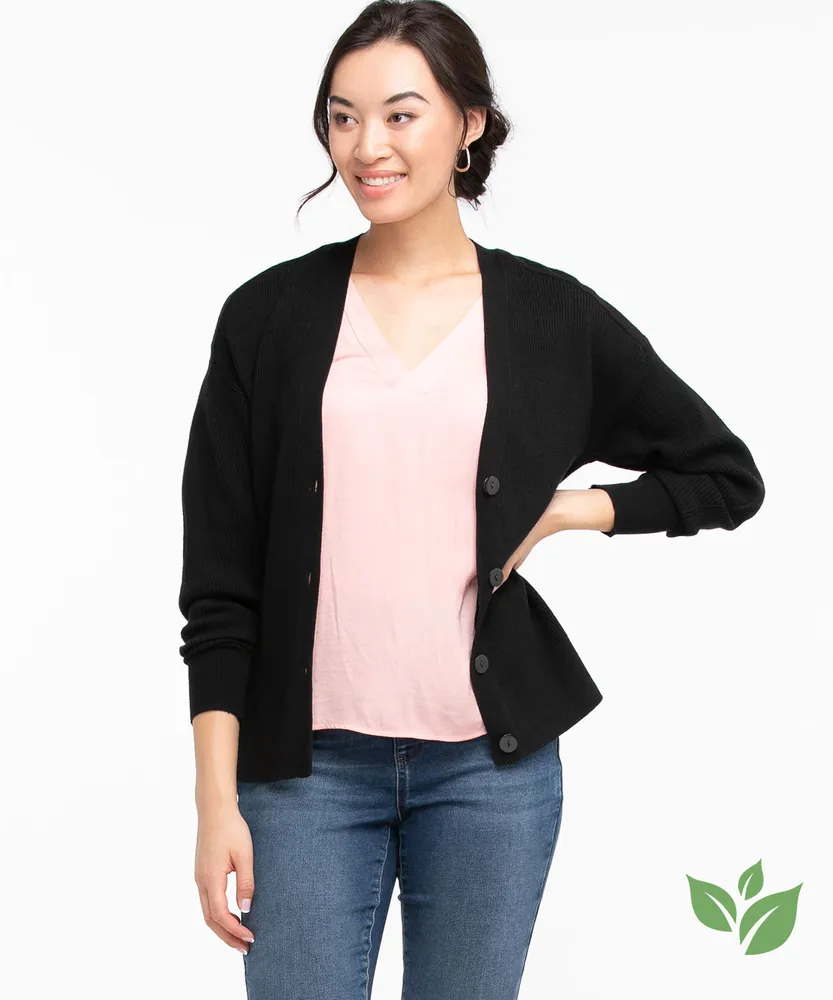 Ribbed Button Front Cardigan