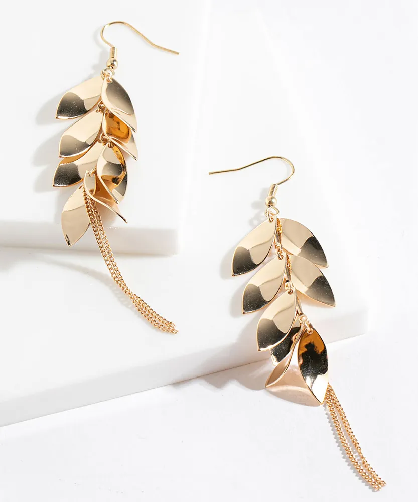 Gold Leaves Drop Earring