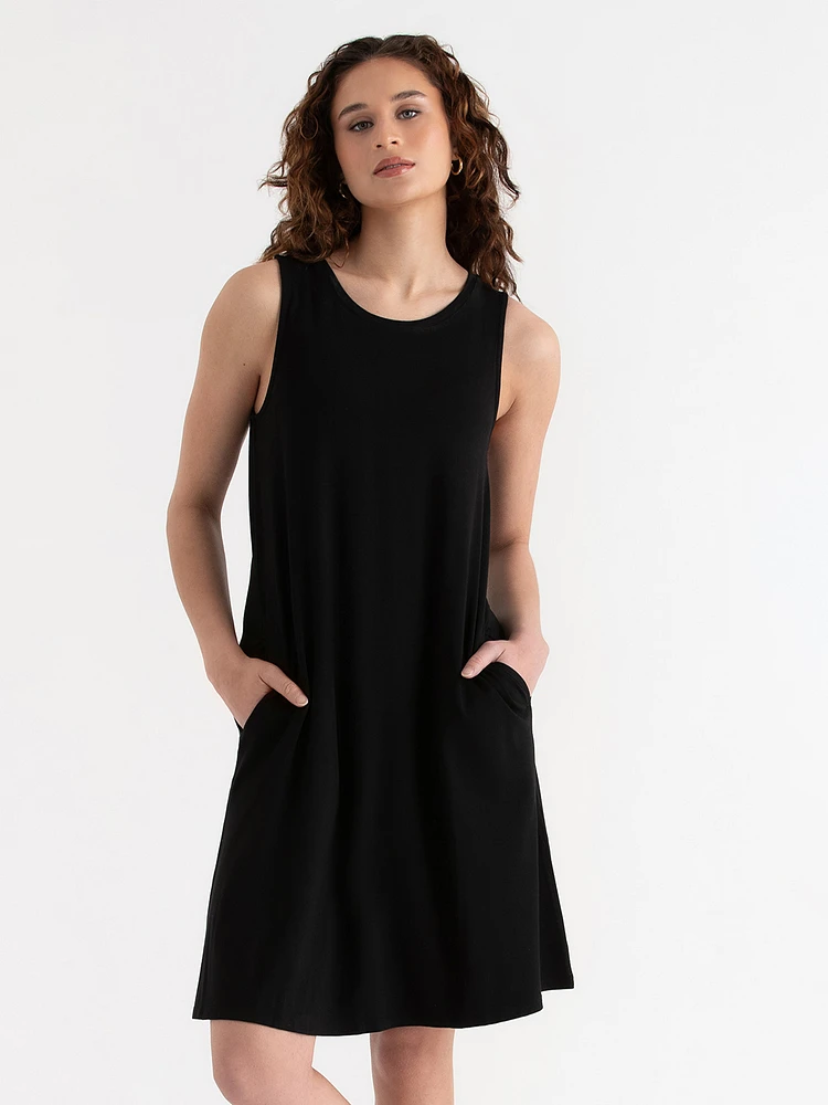 Sleeveless A-Line Dress with Pockets